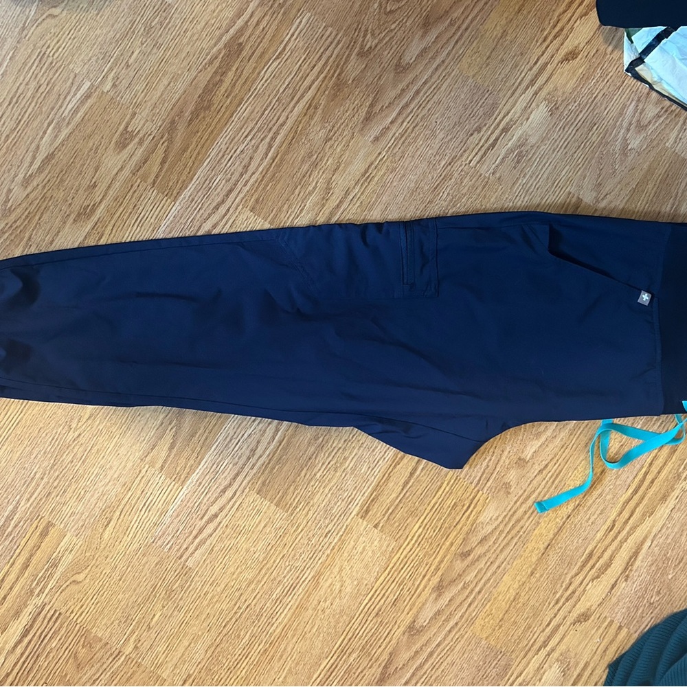 Figs Dark Blue Jogger Pants with Aqua Drawstring
